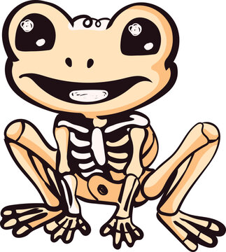 cute frog skeleton vector illustration. spooky halloween cartoon element isolated