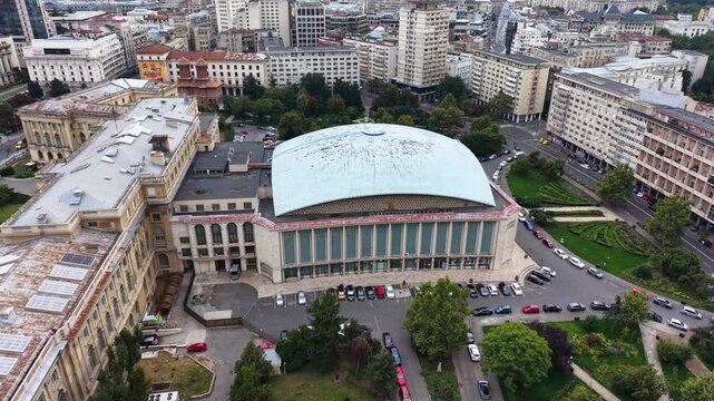Aerial view of Palace Hall (Sala Palatului) venue in Bucharest, Romania