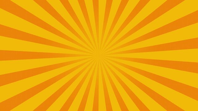 Warm Yellow Orange Rotating Sunburst Background Animation with Pop Art Retro Radial Rays