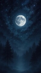 Fototapeta premium Mystical moonlit forest night mobile wallpaper