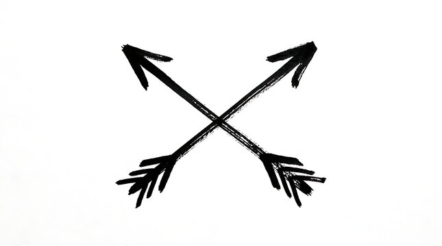 Hand drawn crossed arrows isolated on transparent background for