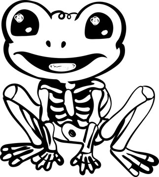 spooky kawaii skeleton toad gothic line art element
