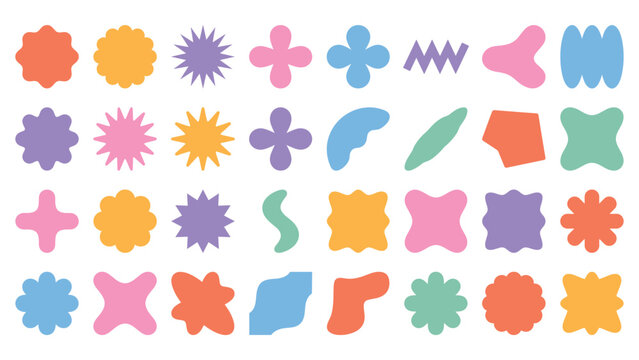 Abstract geometric shapes collection in pastel colors flat vector.