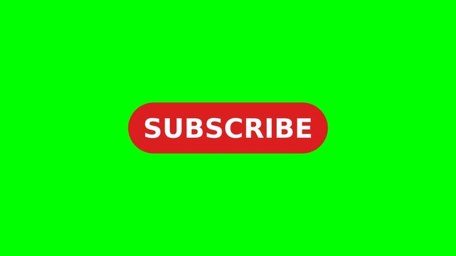 Blinking red subscribe button on green screen 4K, loopable animation