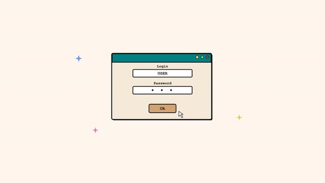 A digital user interface display showing a login portal where someone enters credentials to access a secure personal profile account via a web browser window on a computer screen for digital