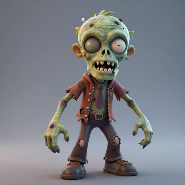 Fantasy Art Cartoon Zombie. Cartoon-Style Halloween Zombie For Print On Demand Merchandise In Various Contexts