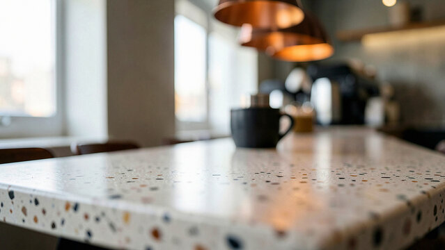 Terrazzo Countertop Background for Modern Cafe Product Mockup