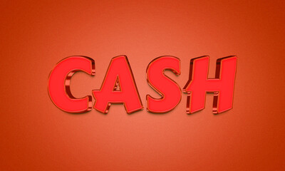 Cash typography bold red 3d letters floating against a matching vibrant textured background for financial concepts © Bubble GFX