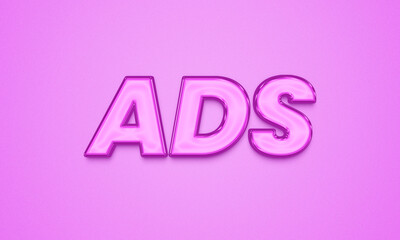 Neon pink ads text typography render glossy letters on matching bright background with soft studio lighting © Bubble GFX