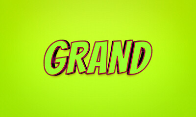 Grand typography text render in bright green and pink colors on solid lime background for modern design projects © Bubble GFX