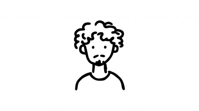 Confused Person For Uncertainty And Puzzlement Hand-Drawn Doodle Animation On Transparent Background. Questioning Expression And Indecision Concept. Seamless Animated Icon. 4K Video Overlay Element.