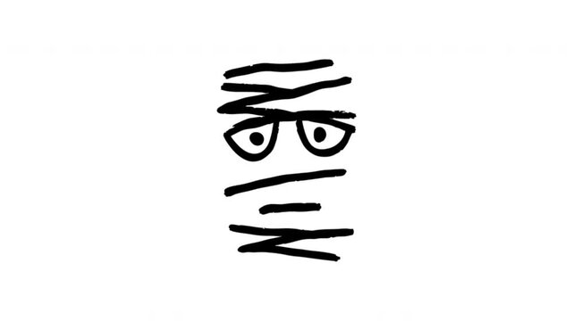 Mysterious Face For Suspense And Concealment Wiggle Doodle Animation With Alpha Channel. Secret Identity And Hidden Character, Transparent Background. 4K Loop Hand Drawn Icon.
