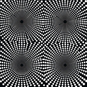 Monochrome circular halftone burst pattern isolated on transparent