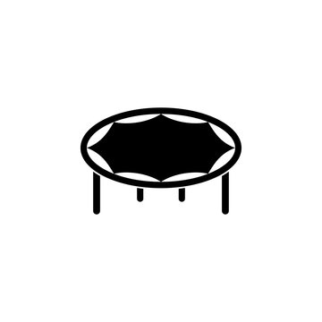 This is a minimalist vector illustration of a Trampoline icon, featuring a simple, clean, and solid glyph style. The icon can be used as a symbol, sign, or logo.