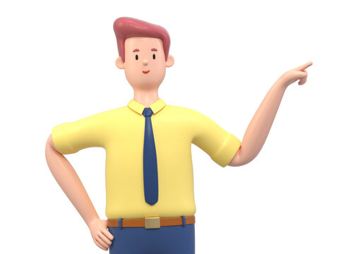 A man points to the side