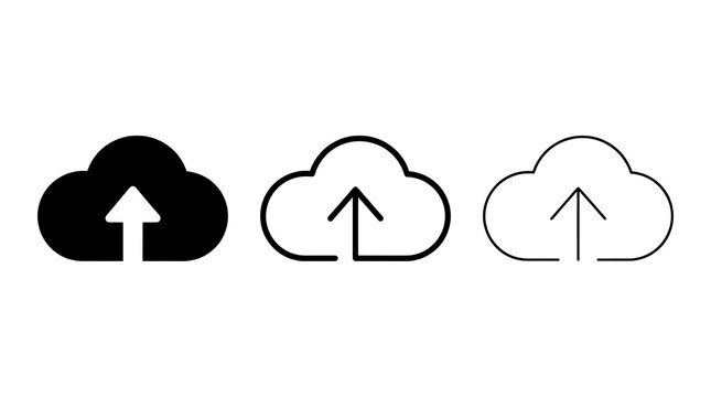 Upload cloud icon with arrow symbol minimal design isolated on transparent background