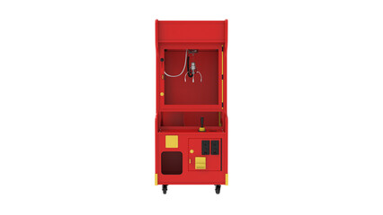 red arcade claw machine with joystick and buttons, isolated on transparent background © Pikpexel