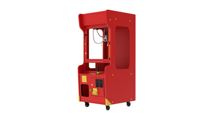 red arcade claw machine with joystick and buttons, isolated on transparent background © Pikpexel