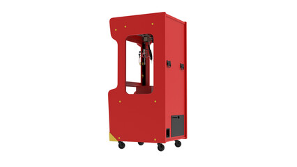 red arcade claw machine with joystick and buttons, isolated on transparent background © Pikpexel