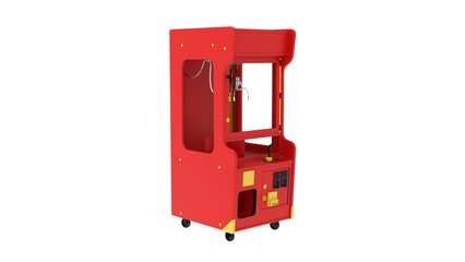 red arcade claw machine with joystick and buttons, isolated on transparent background © Pikpexel