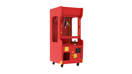 red arcade claw machine with joystick and buttons, isolated on transparent background © Pikpexel