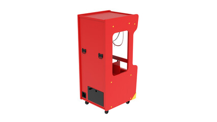 red arcade claw machine with joystick and buttons, isolated on transparent background © Pikpexel