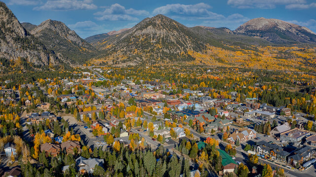 Aerial View of Frisco, Colorado in Autumn