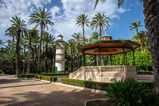 Dovecote Tower and Bandstand in the Municipal Park in Elche, Spain