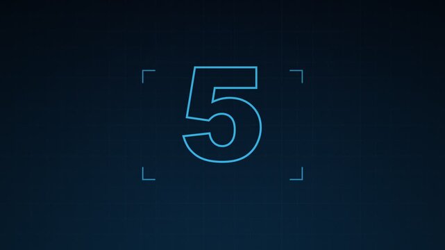 Seamless loop of countdown timer numbers 10 to 1, Ocean palette, seamless loop 4K motion background