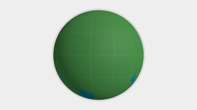 3D Earth globe rotating clockwise with a subtle material treatment and controlled lighting.