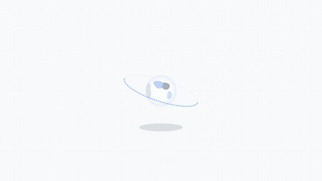 Minimalist clean corporate motion graphics showing vector globe assembly, smooth rotation, and active international node connections on light background.