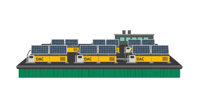Direct Air Capture (DAC) Solar Powered Carbon Sequestration Facility Illustration
