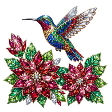 Rhinestone Hummingbird Poinsettia