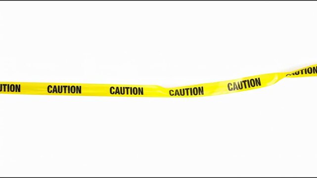 Yellow caution tape with bold black letters warning of caution