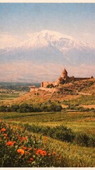 Naklejka premium Majestic mountain castle landscape mobile wallpaper