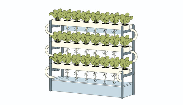 Vertical hydroponic farming system growing green leafy vegetables indoors with hydroponics