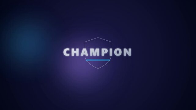 Champion Text Typography With Shield Icon Vector Illustration