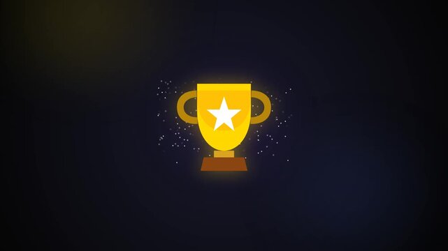 Golden Trophy Cup With Star Icon Glowing Vector Illustration