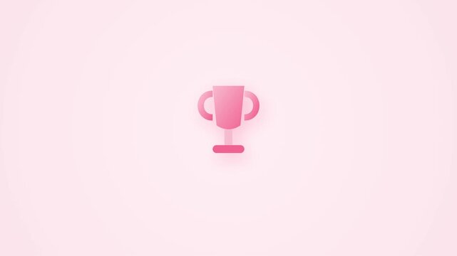 Pink Trophy Cup Award Minimalist Icon Vector Illustration