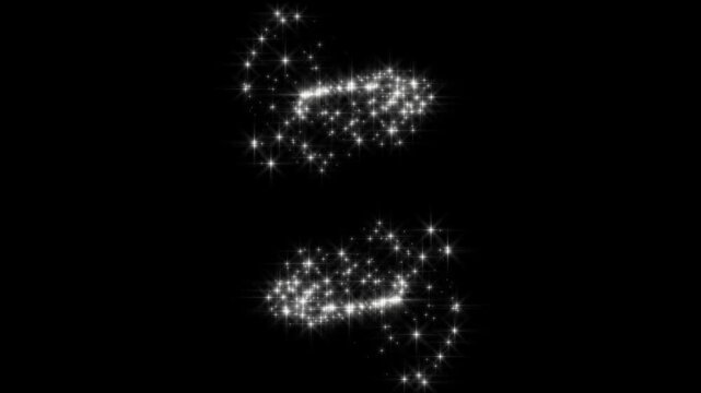 4k sparkling white star particle animation, magical glitter line path with glowing starlight, twinkling shimmer particles motion, pixie dust trail overlay theme on black background.