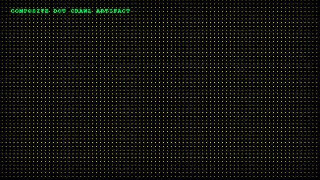 Yellow glowing dot matrix grid pattern forming an analog video artifact background