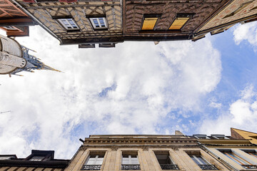 FRANCE-AUXERRE-HISTORIC FACADES-UPWARD VIEW-TOWER SPIRE © Stephane ROUILLARD