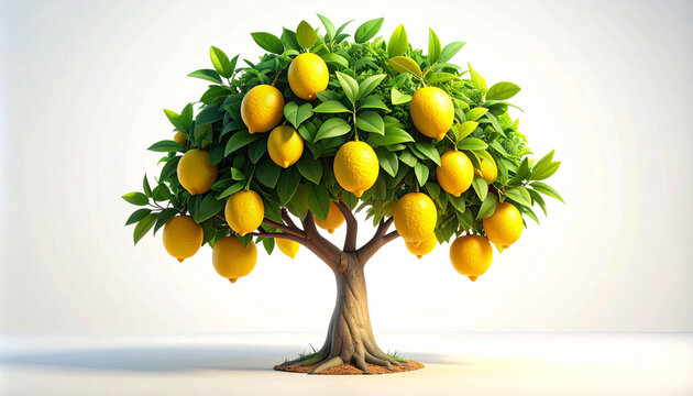 Healthy Lemon Tree with Ripe Yellow Fruits