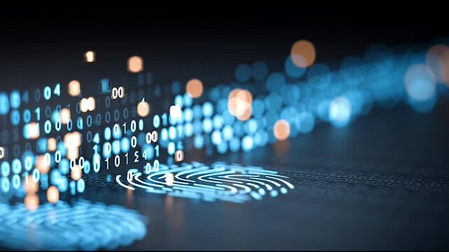 fingerprint on a black background social media innovative cyber security network, using interconnected nodes to represent business partnerships on the Smart digital Innovation city with connection net