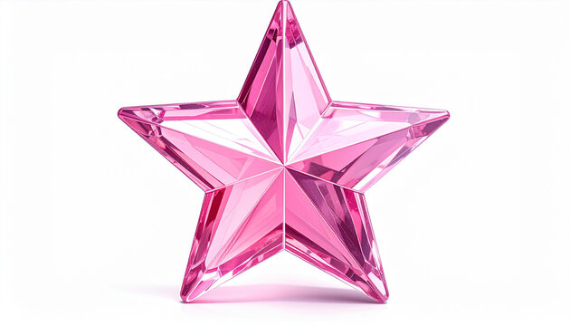Pink crystal star ornament isolated on white