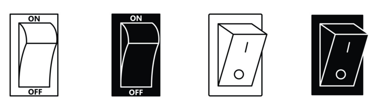 Light switch off icon. Electric switch icon. Flat outline in black.