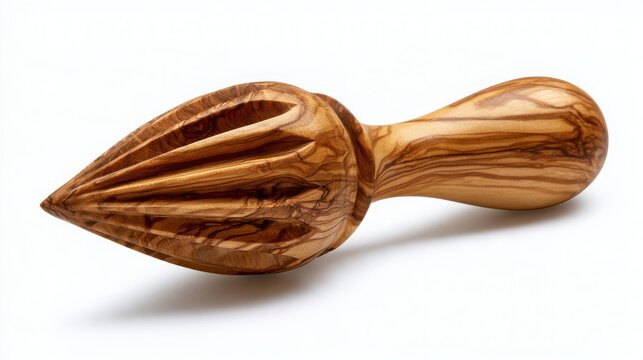 Handcrafted wooden citrus reamer for fresh juice extraction in rustic