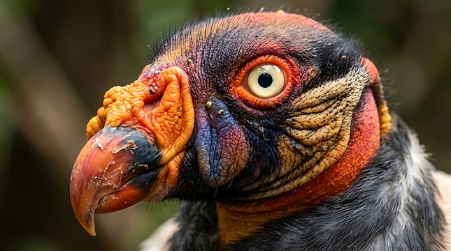 Close-up of colorful parrot with vibrant beak and feathers in natural setting
