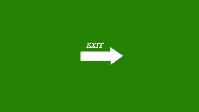 video animation arrow with the word exit, pointing to the right. On a transparent background with zero alpha channel Line exit sign animation. 4K video animation.