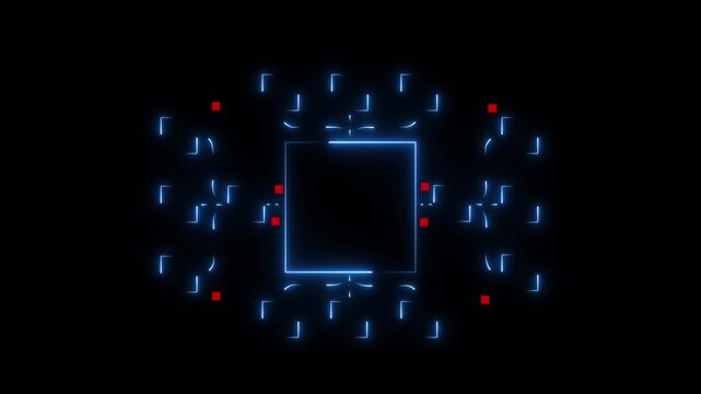 blue neon square focus HUD with scanning target brackets animation. Perfect for technology, AI, sci-fi, security, surveillance and modern tech brand logo , 4k animation video